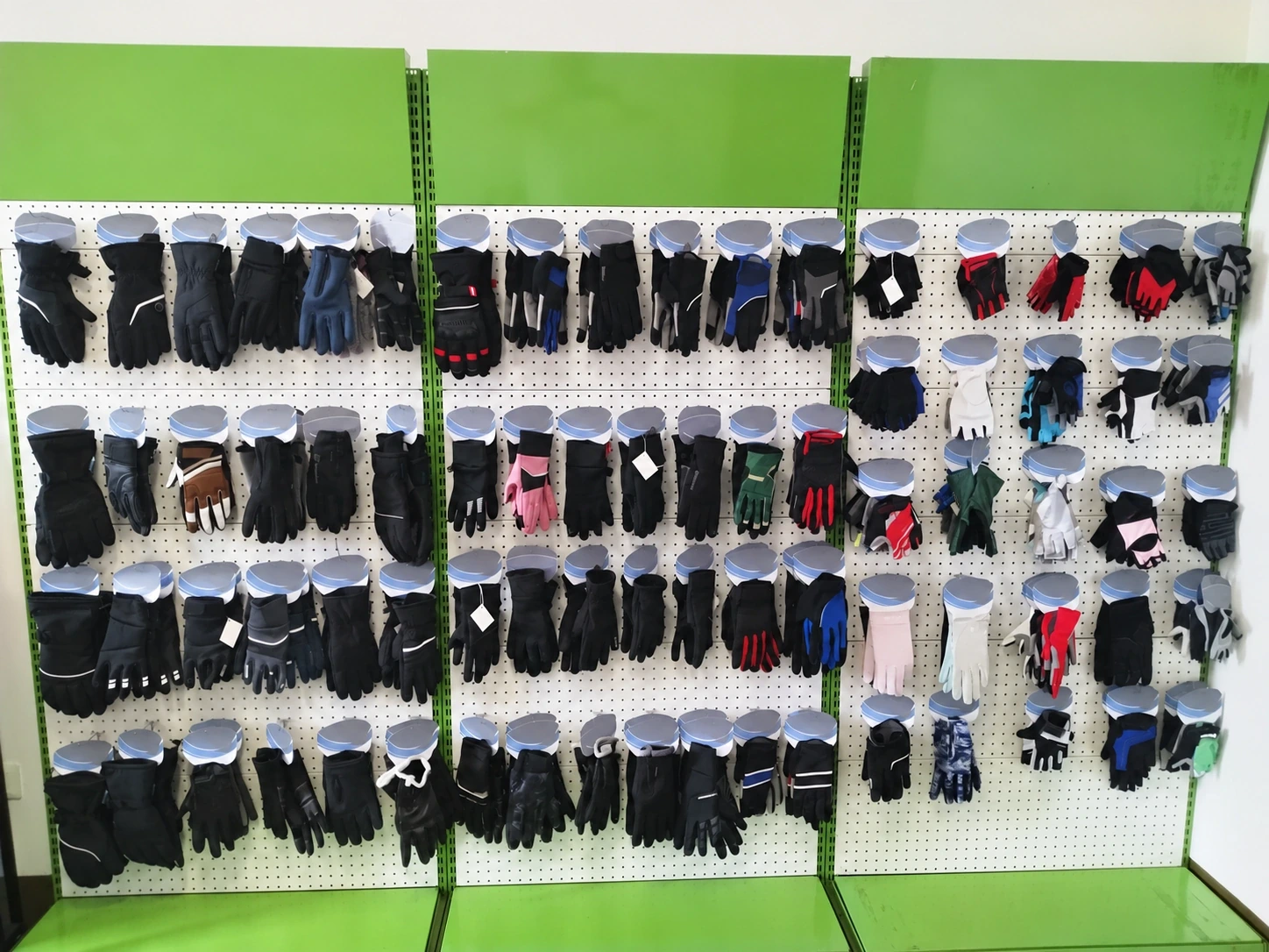 Full-finger and fingerless glove references on display panels