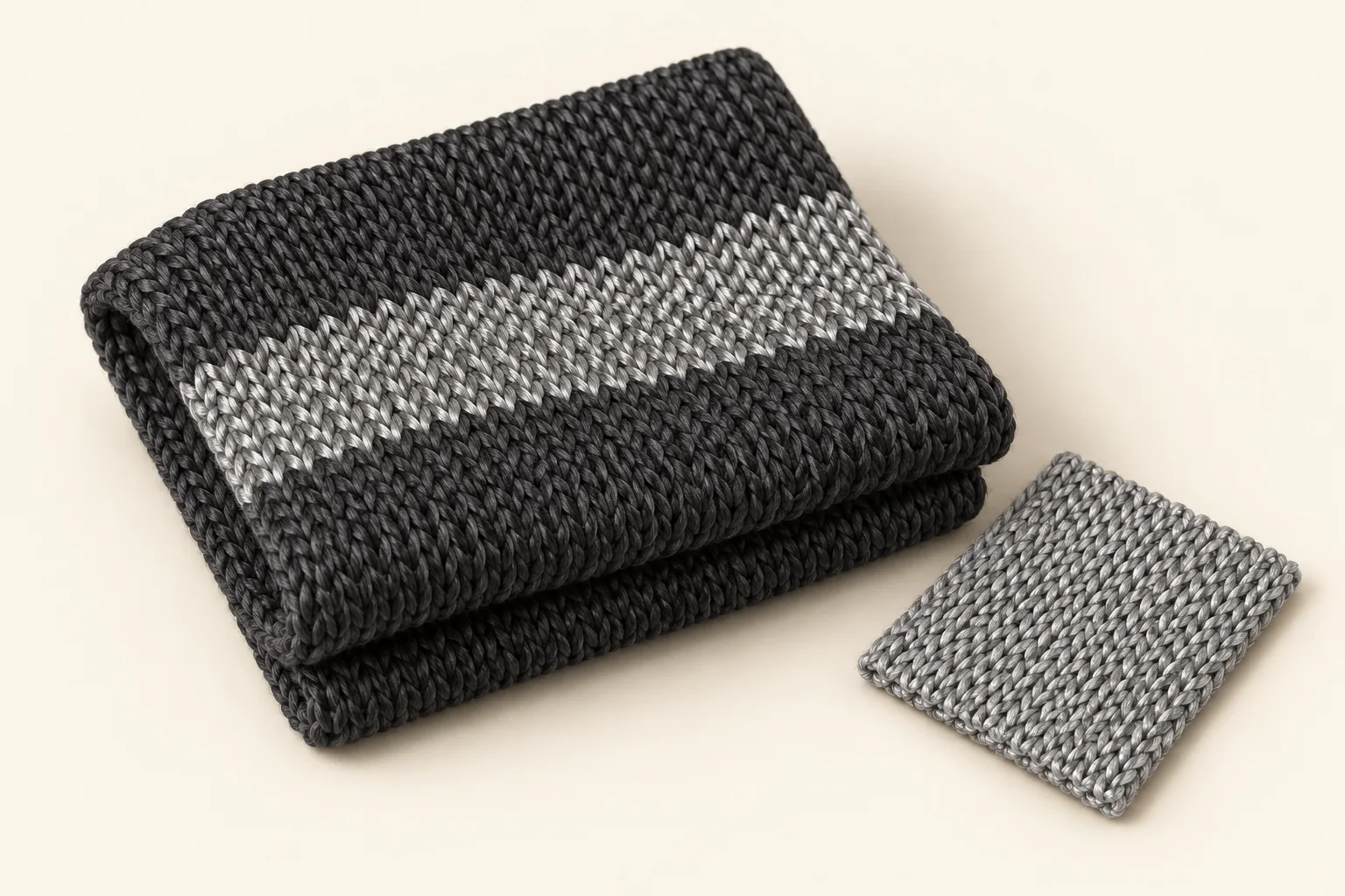 Charcoal knit with a silver-gray contact zone and a separate textile insert