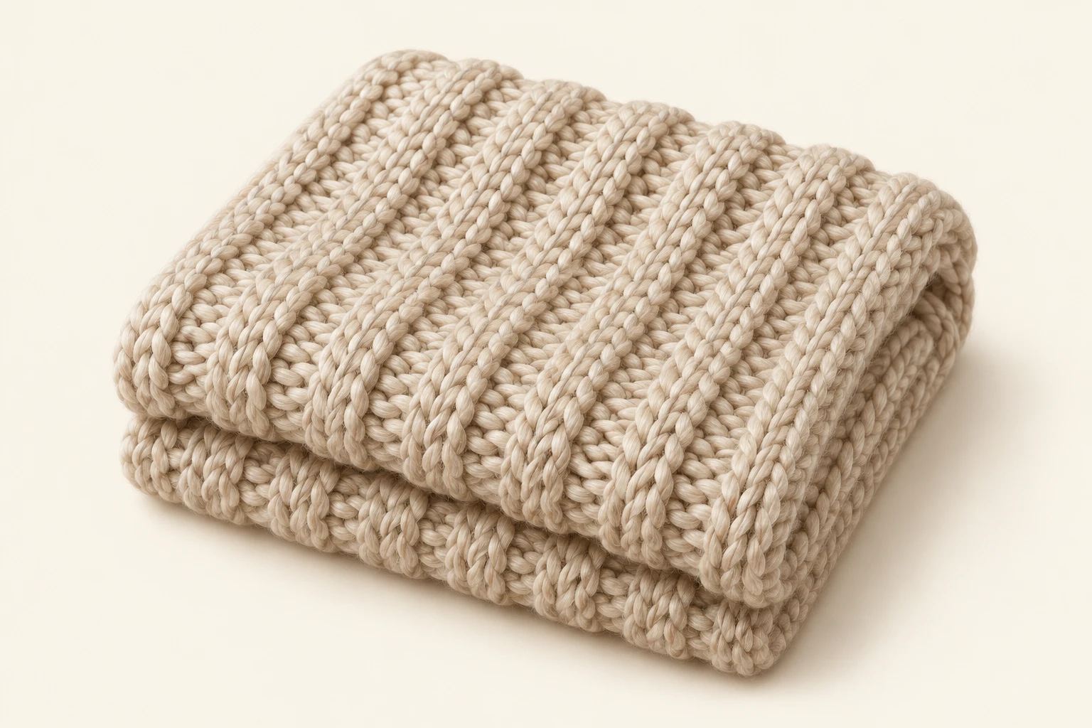 Cream rib-knit swatch with raised vertical ribs