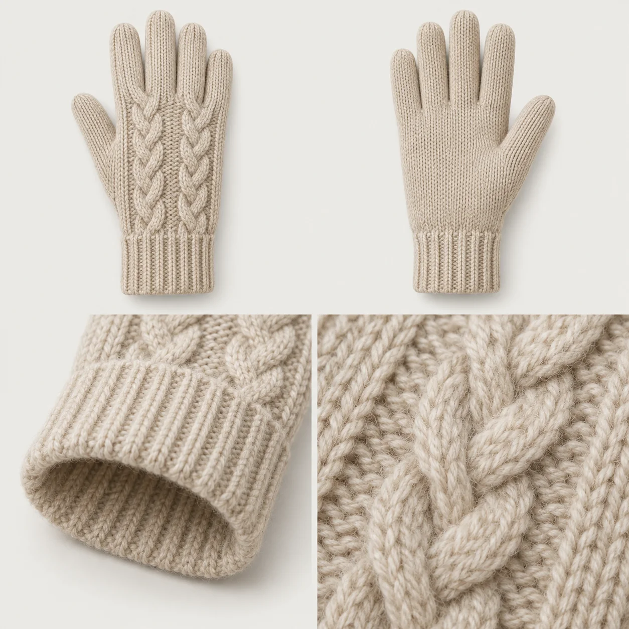 Cable Knit — Overall shape and back-of-hand construction